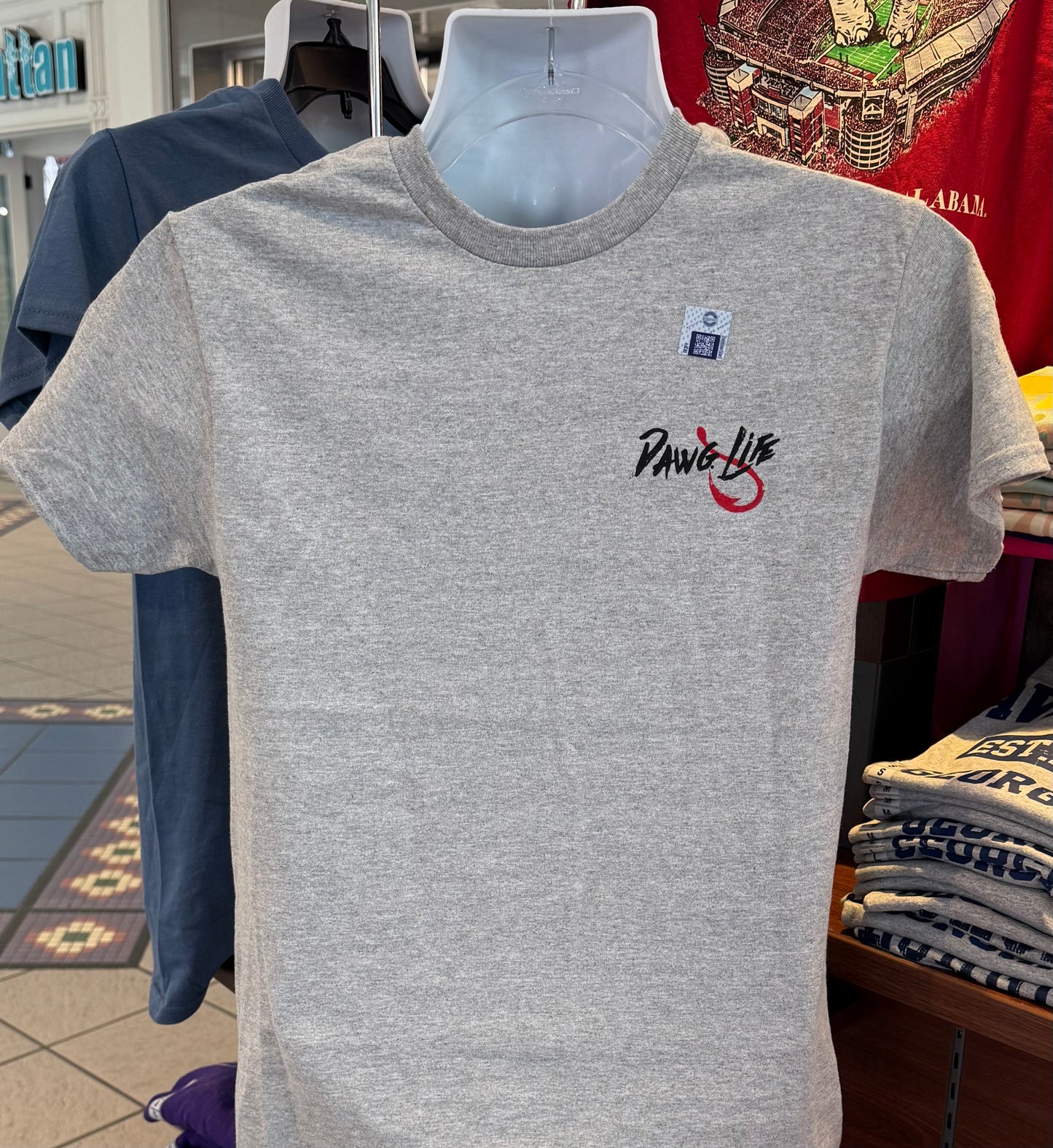 Georgia Bulldogs T-shirt - “Dawg Life, Get Hooked Graphic Tee” (Short Sleeve Sport Gray)