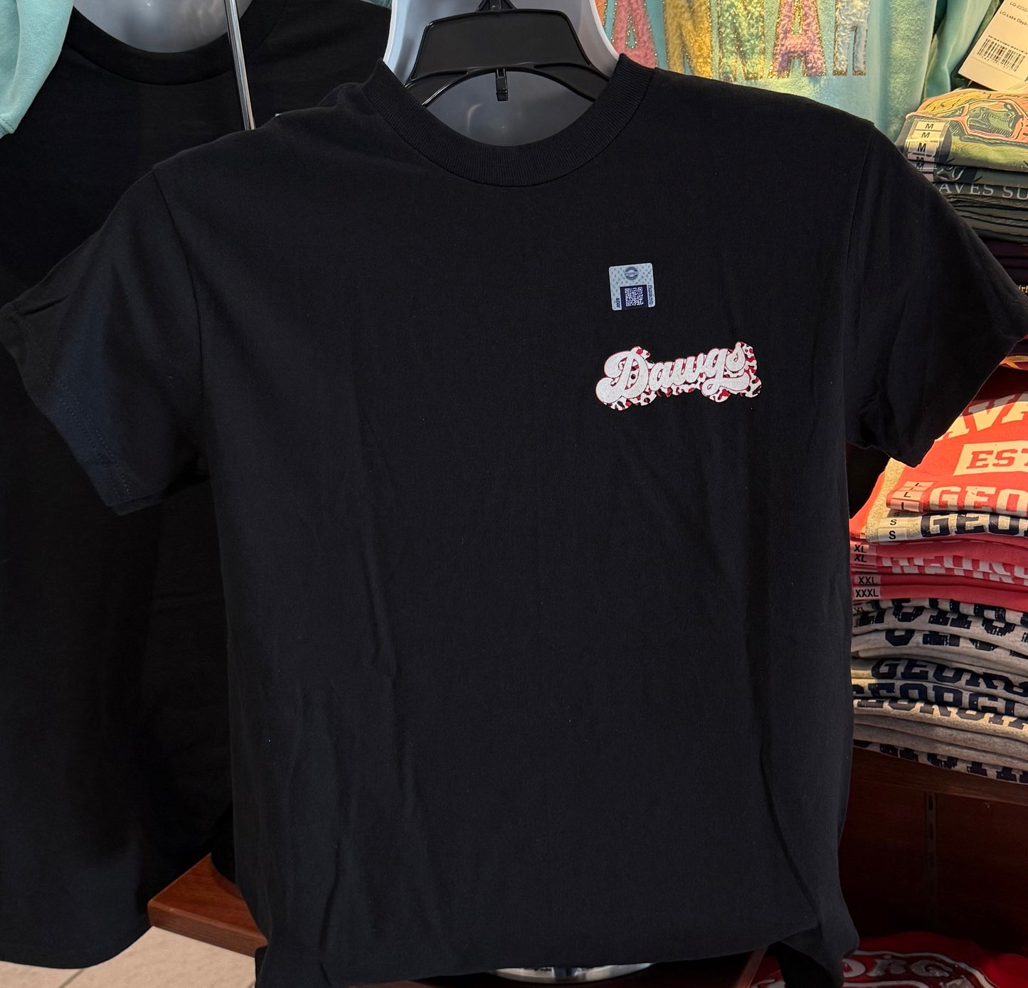 Georgia Bulldogs T-shirt “Go Dawgs Leopard Graphic Tee” (Short Sleeve Black)