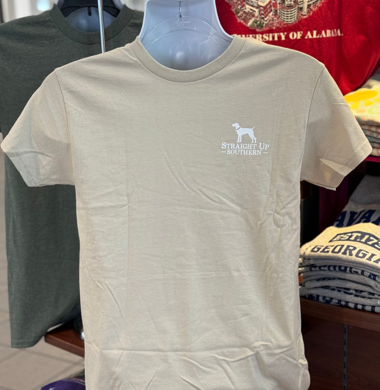 Straight Up Southern T-Shirt - Duck Camo Mallard in Flight (Short Sleeve Sand)