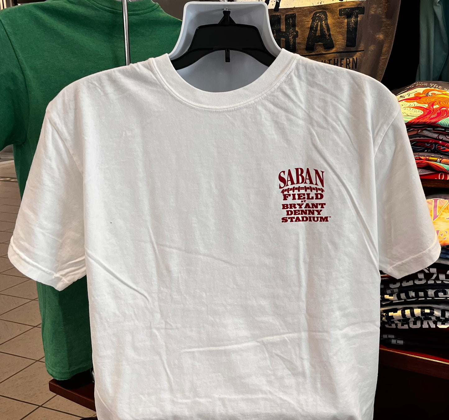 Alabama Crimson Tide T-Shirt - “Saban Field at Bryant Denny Stadium” (Comfort Colors Short Sleeve White)