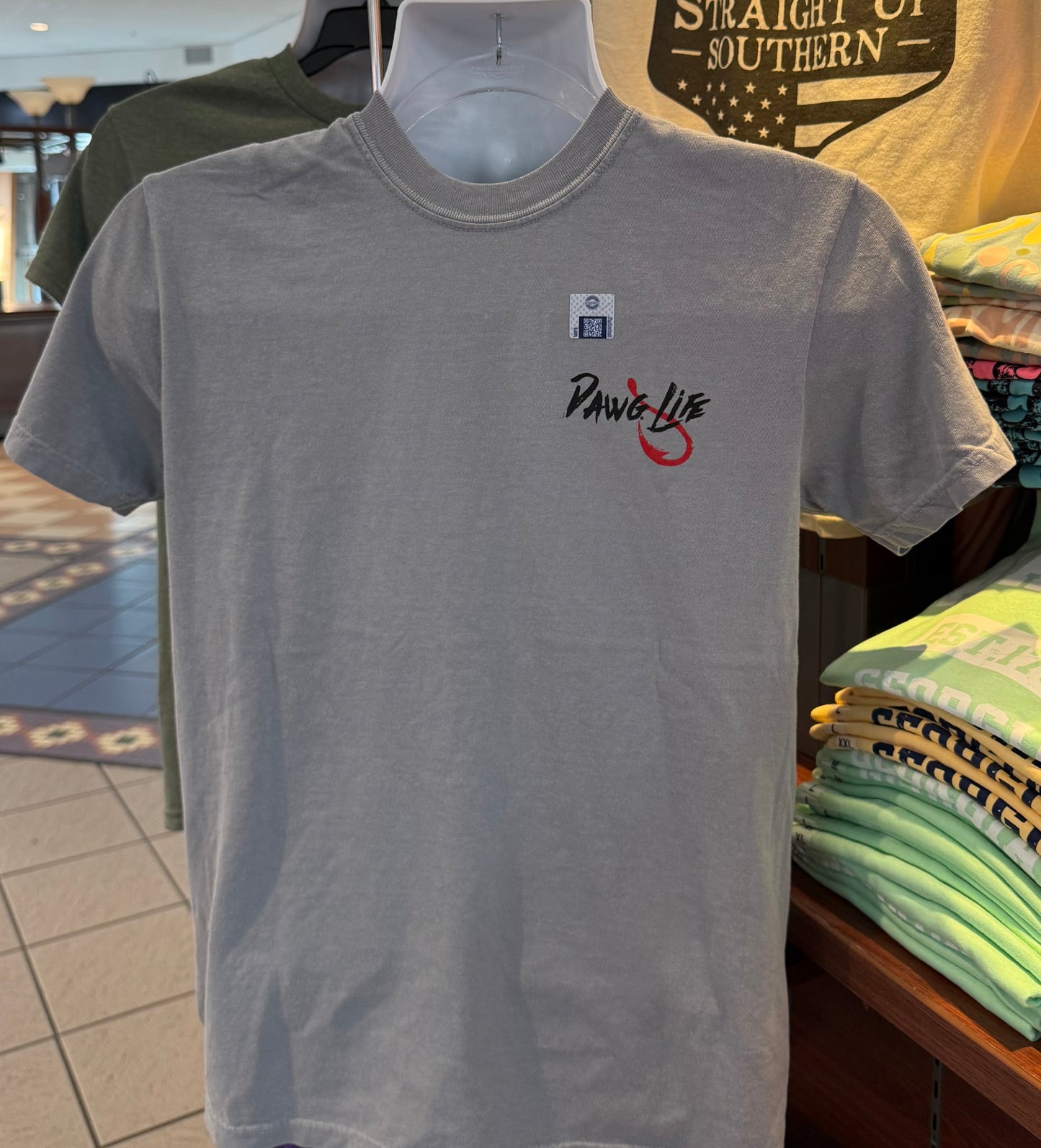 Georgia Bulldogs T-shirt - “Dawg Life, Get Hooked Graphic Tee” (Comfort Colors Short Sleeve Granite)