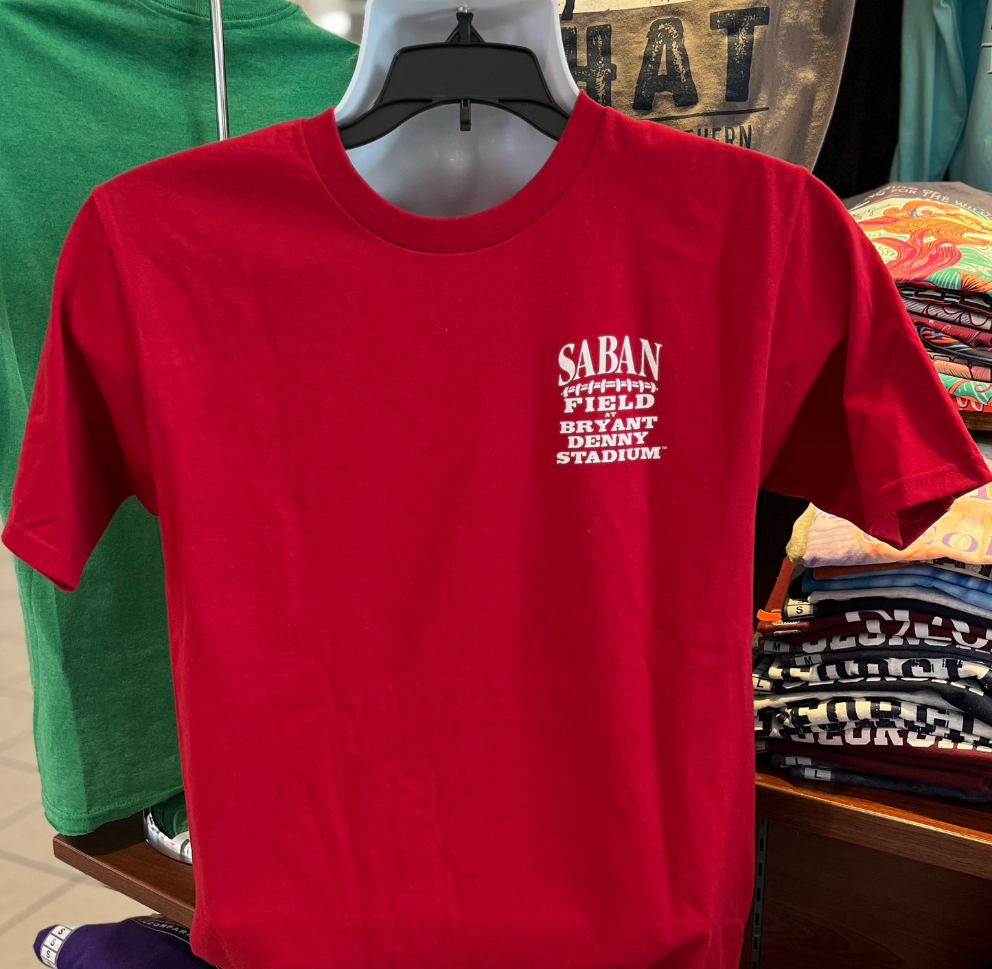 Alabama Crimson Tide T-Shirt - “Saban Field at Bryant Denny Stadium” (Short Sleeve Crimson)