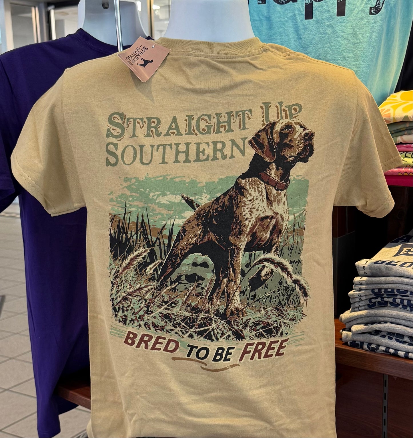 Straight Up Southern T-Shirt - Bred To Be Free (Short Sleeve Tan)