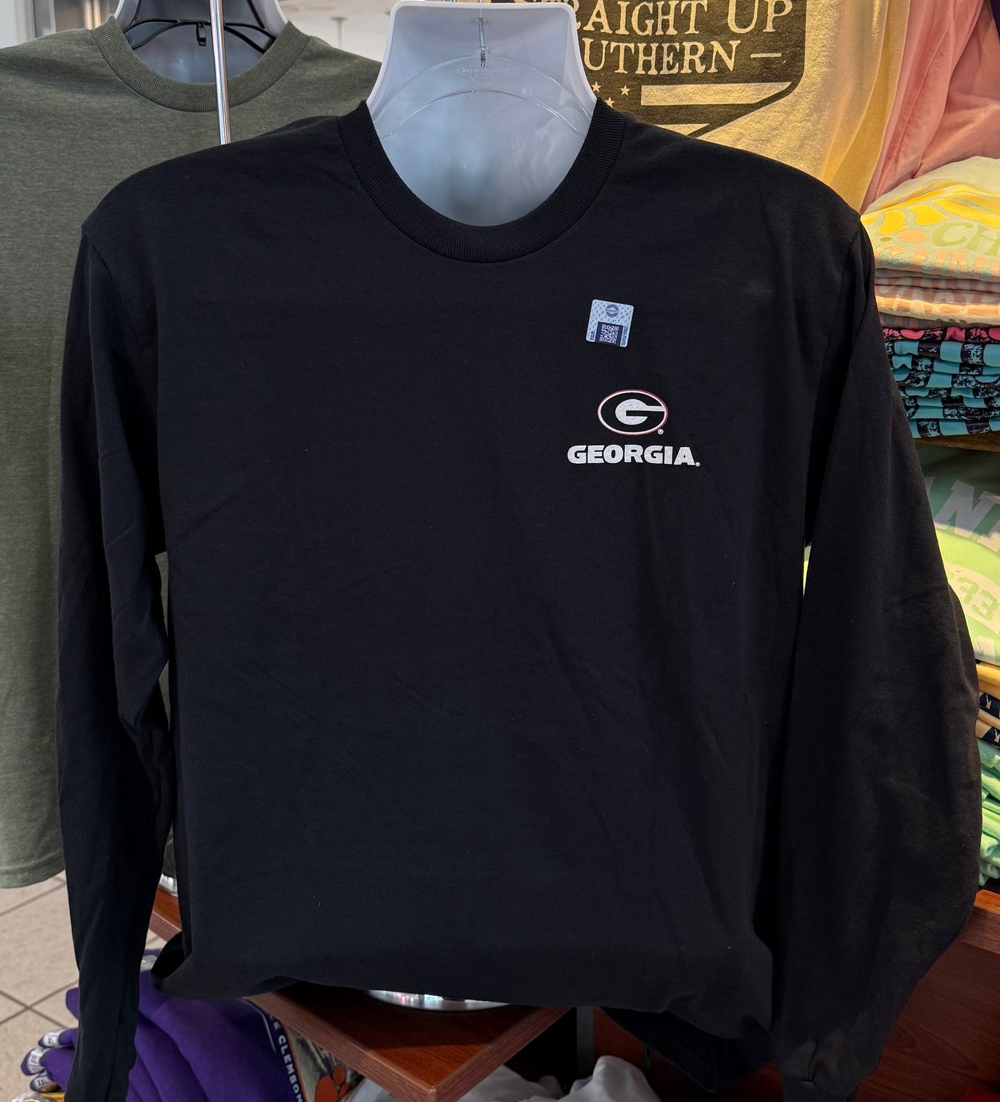 Georgia Bulldogs T-shirt - “Sanford Stadium at Night - The Home of the Dawgs Graphic Tee” (Long Sleeve Black)