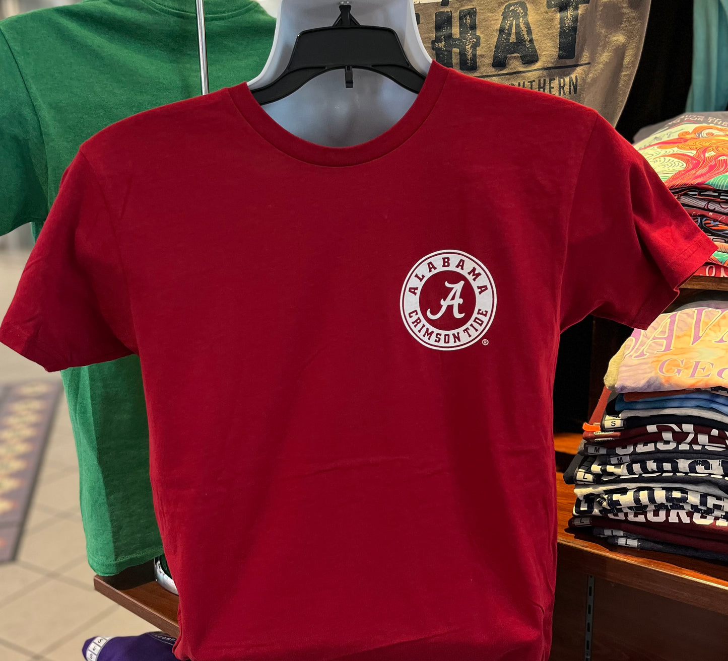 Alabama Crimson Tide T-Shirt - “Game Day Vibes with Dog” (Short Sleeve Crimson)