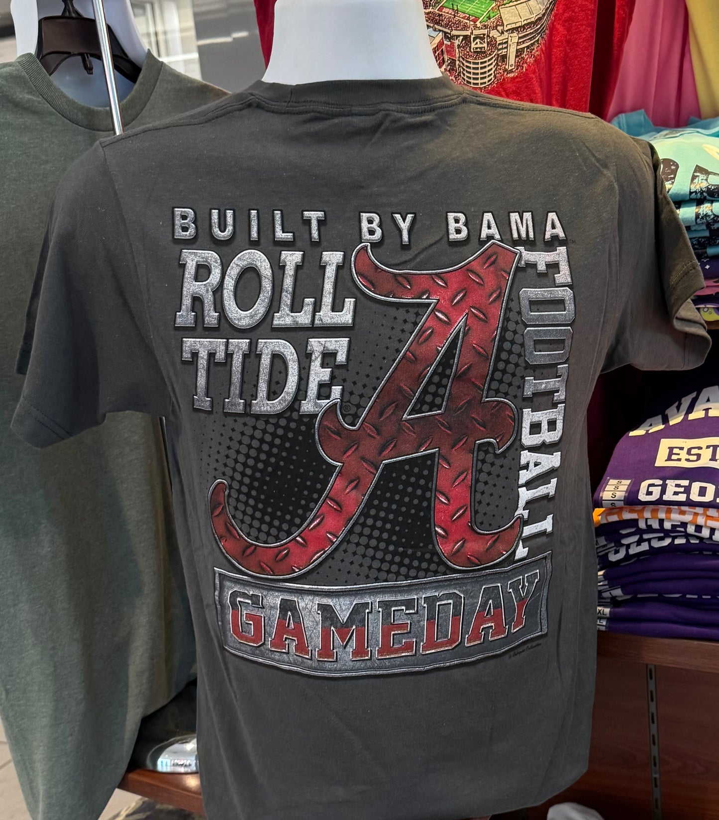 Alabama Crimson Tide T-Shirt - “Built By Bama” (Short Sleeve Charcoal)