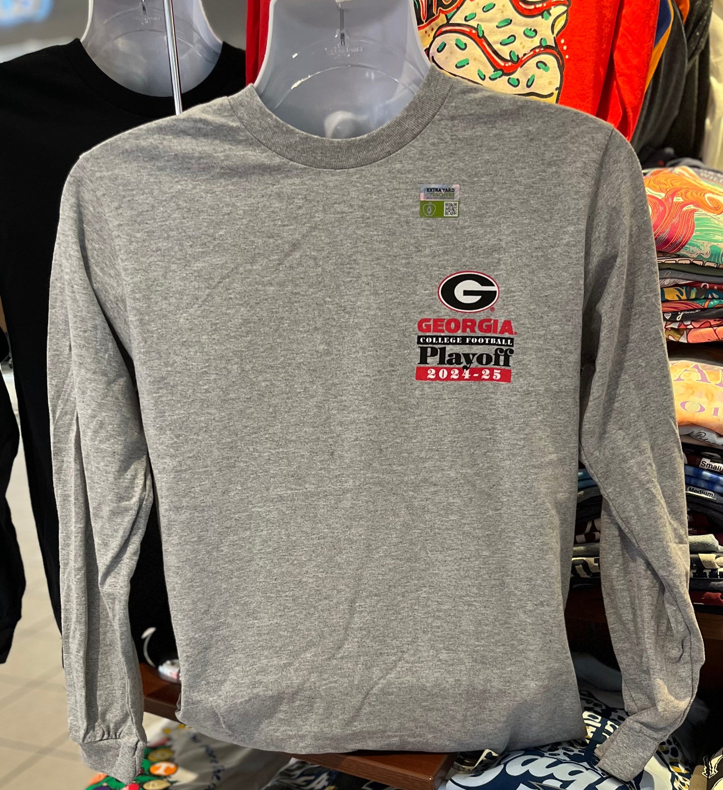 Georgia Bulldogs T-shirt - “2024 College Football Playoffs Tee - Not Done Yet” (Long Sleeve Sports Gray