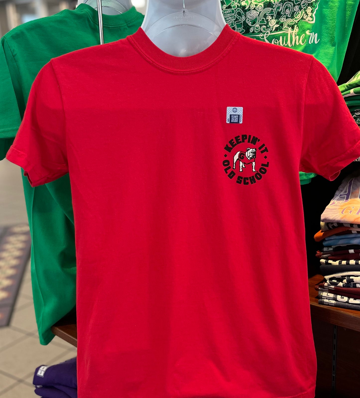 Georgia Bulldogs T-shirt - “Favorite Calls Mix Tape Graphic Tee” (Comfort Colors Short Sleeve Red)