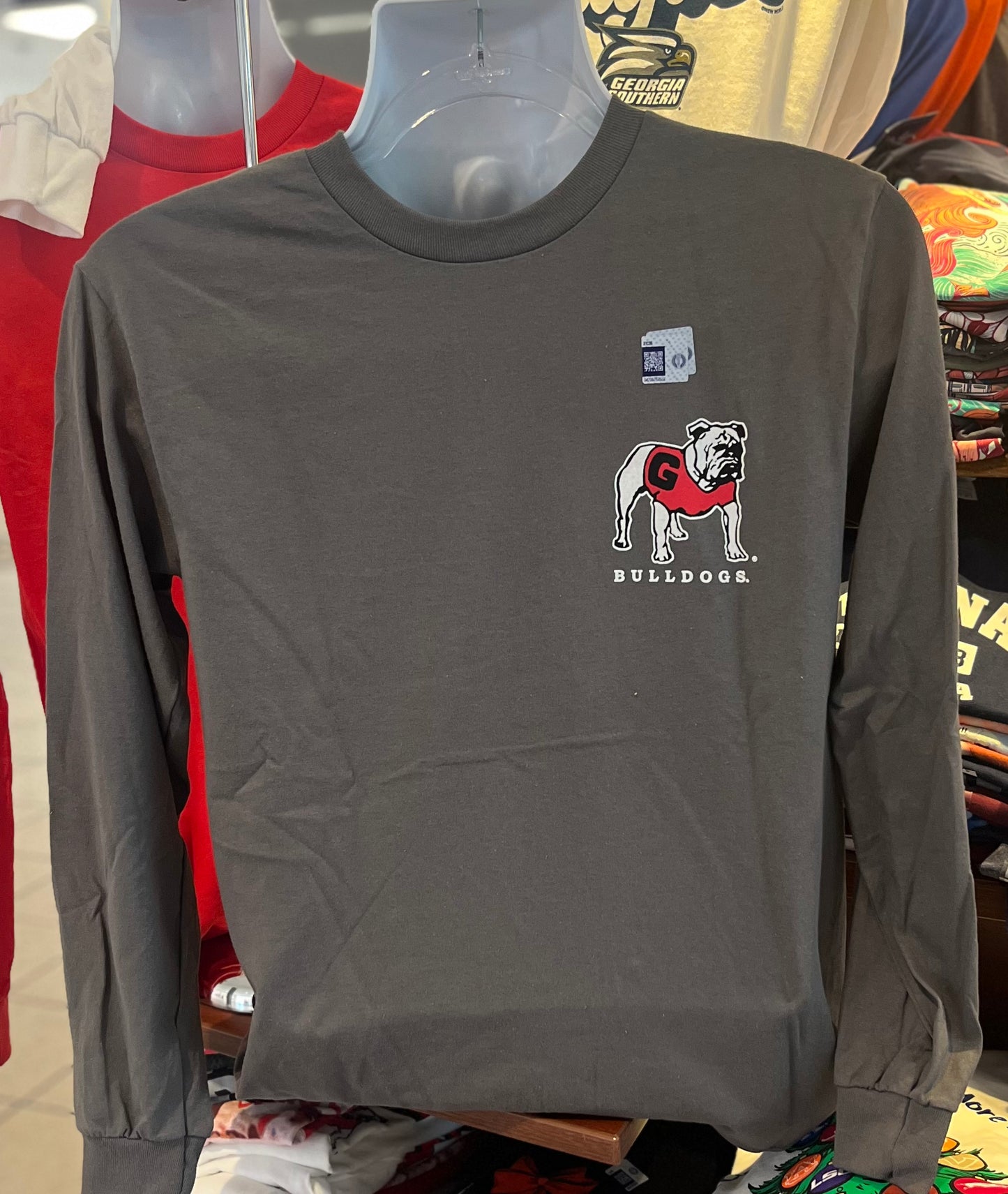 Georgia Bulldogs T-shirt - “Classic Mascot Matrix” (Long Sleeve Charcoal)