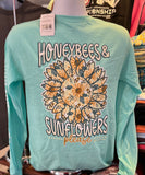 It’s A Girl Thing T-Shirt - “Honeybees and Sunflowers” (Long Sleeve Celadon)