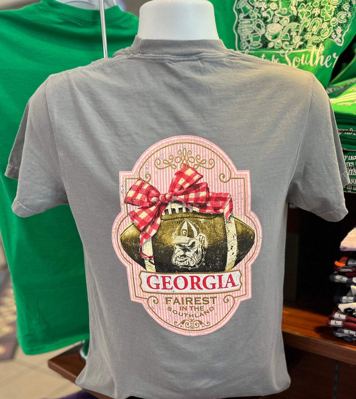 Georgia Bulldogs T-shirt - “Fairest in the Southland Graphic Tee” (Comfort Colors Short Sleeve Granite)