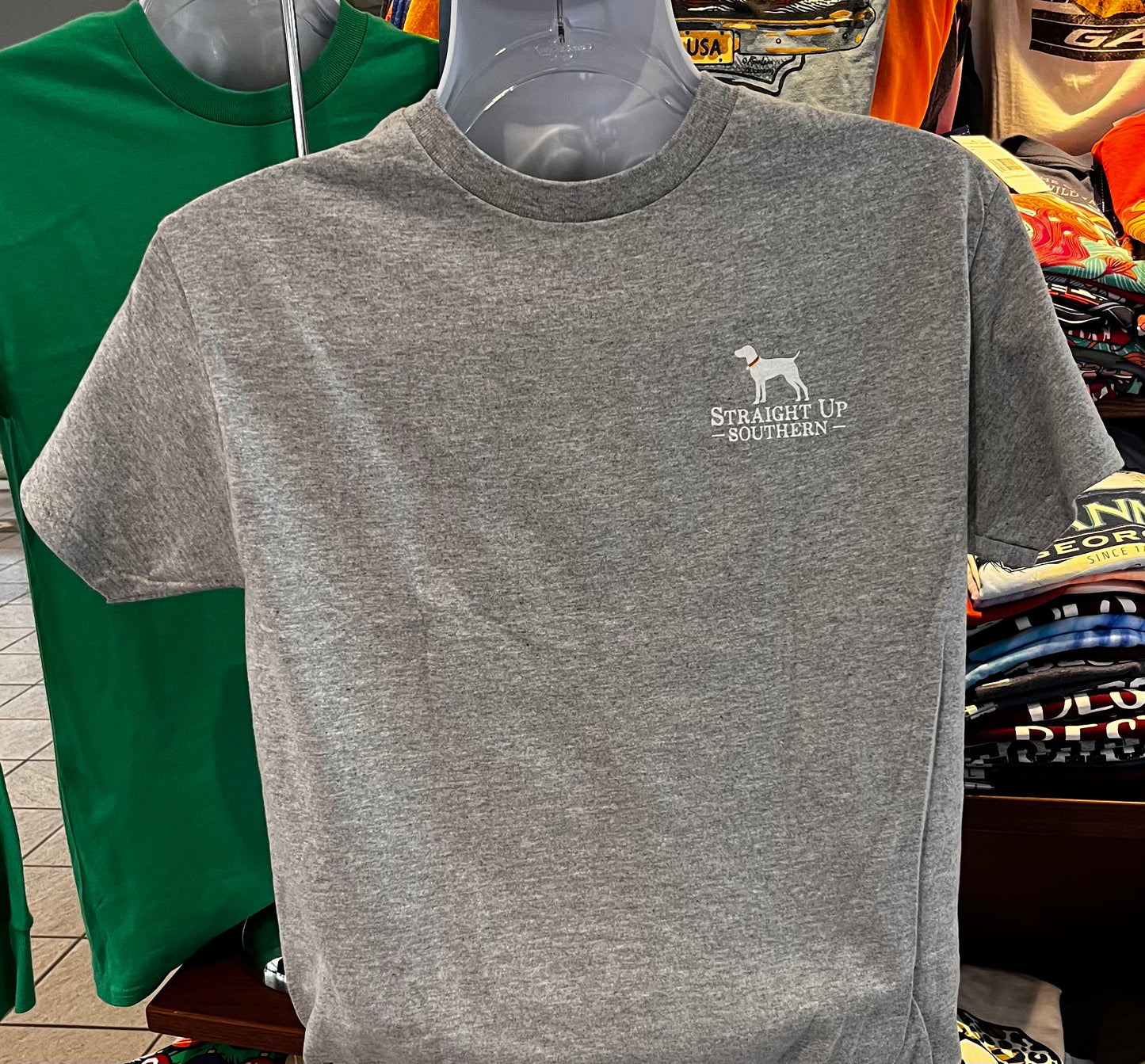 Straight Up Southern T-Shirt - Hooked on the Outdoors (Short Sleeve Sport Gray)