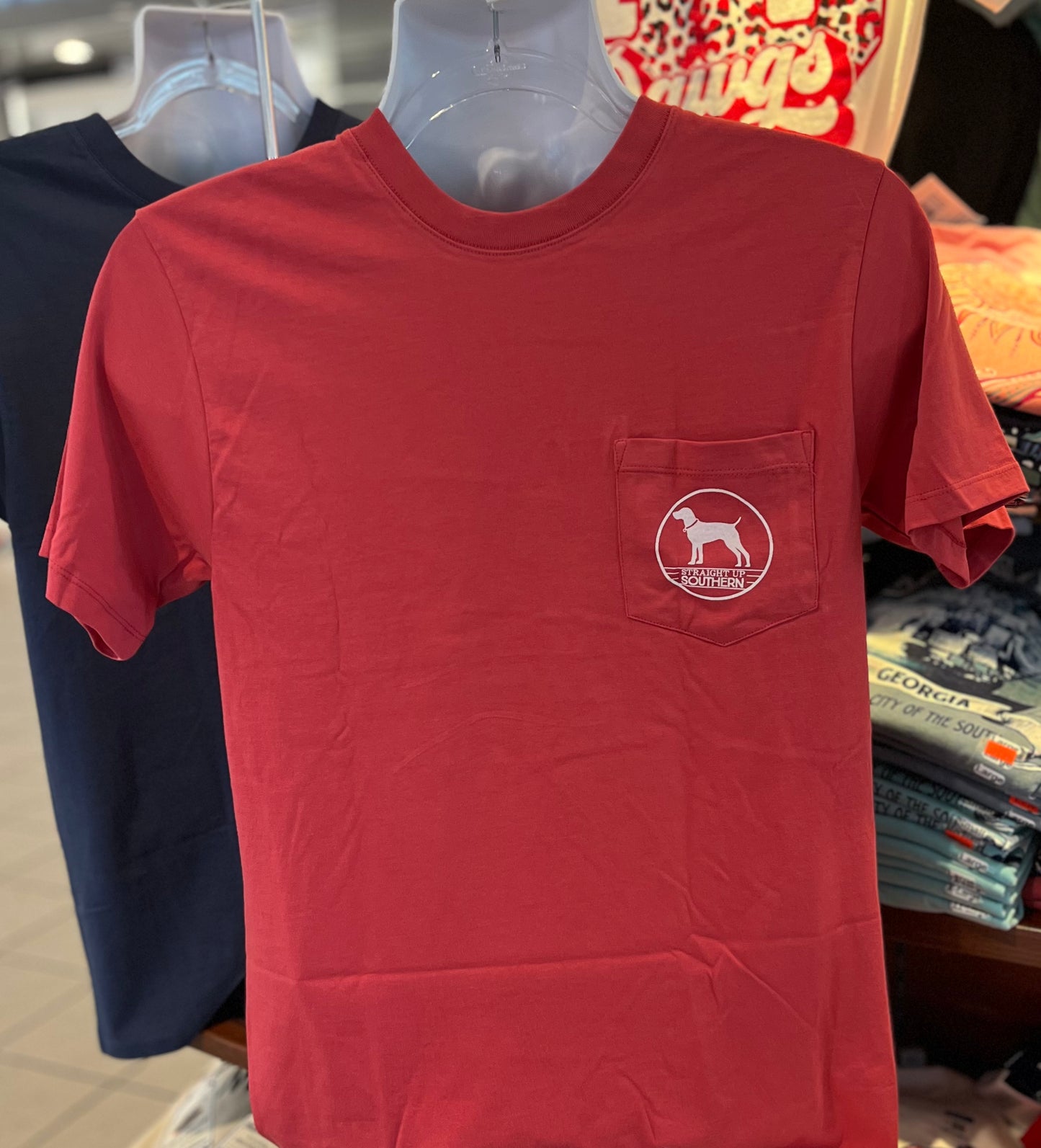 Straight Up Southern Pocket T-Shirt - Fish Flag (Short Sleeve Brick)