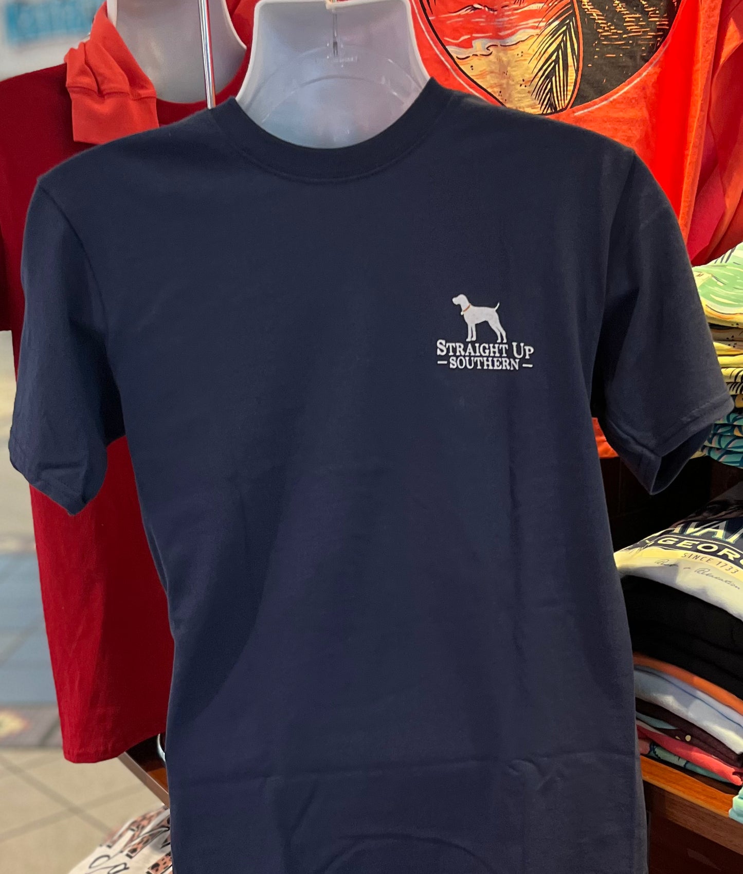 Straight Up Southern T-Shirt - Worn Flag (Short Sleeve Navy)