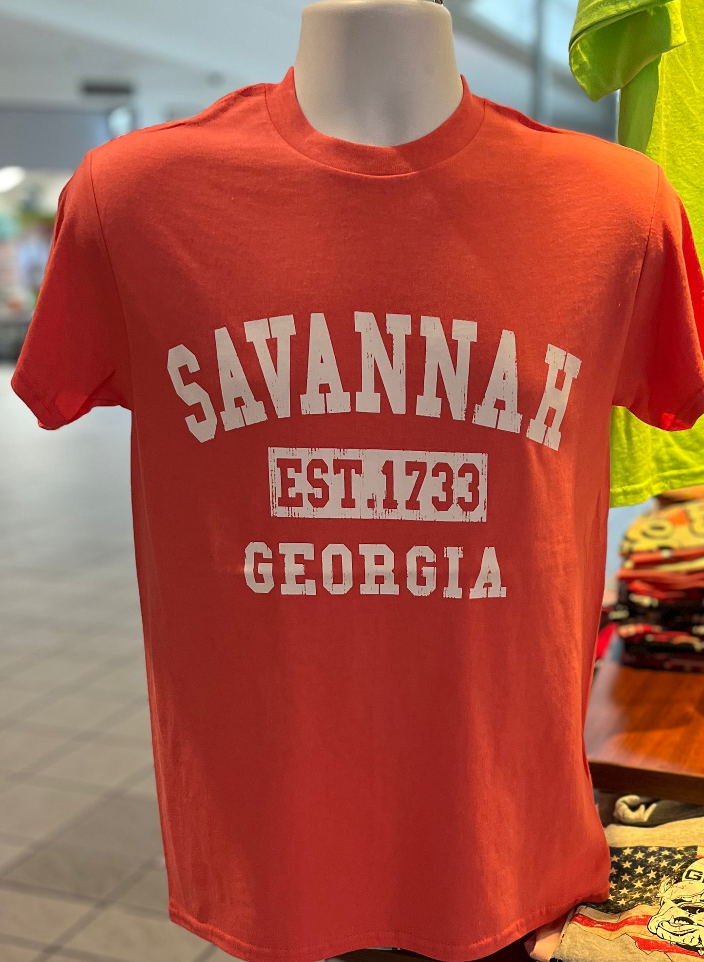 Savannah “Established 1733” Short Sleeve Tee (Coral Silk)