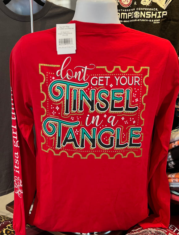 It’s A Girl Thing T-Shirt - “Don’t Get Your Tinsel in a Tangle ” (Long Sleeve Red)