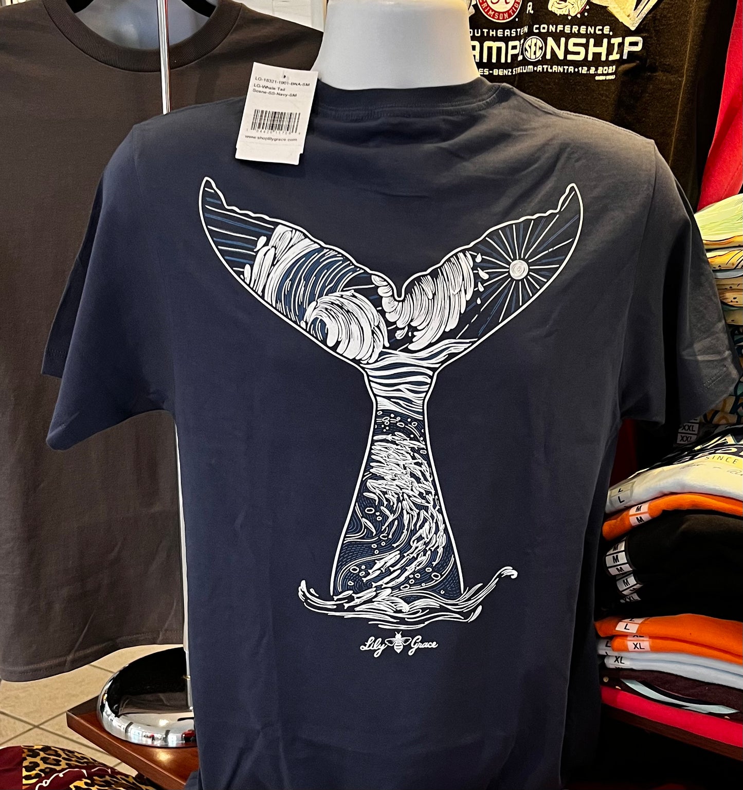 Lily Grace T-Shirt - “Whale Tail” (Short Sleeve Navy)