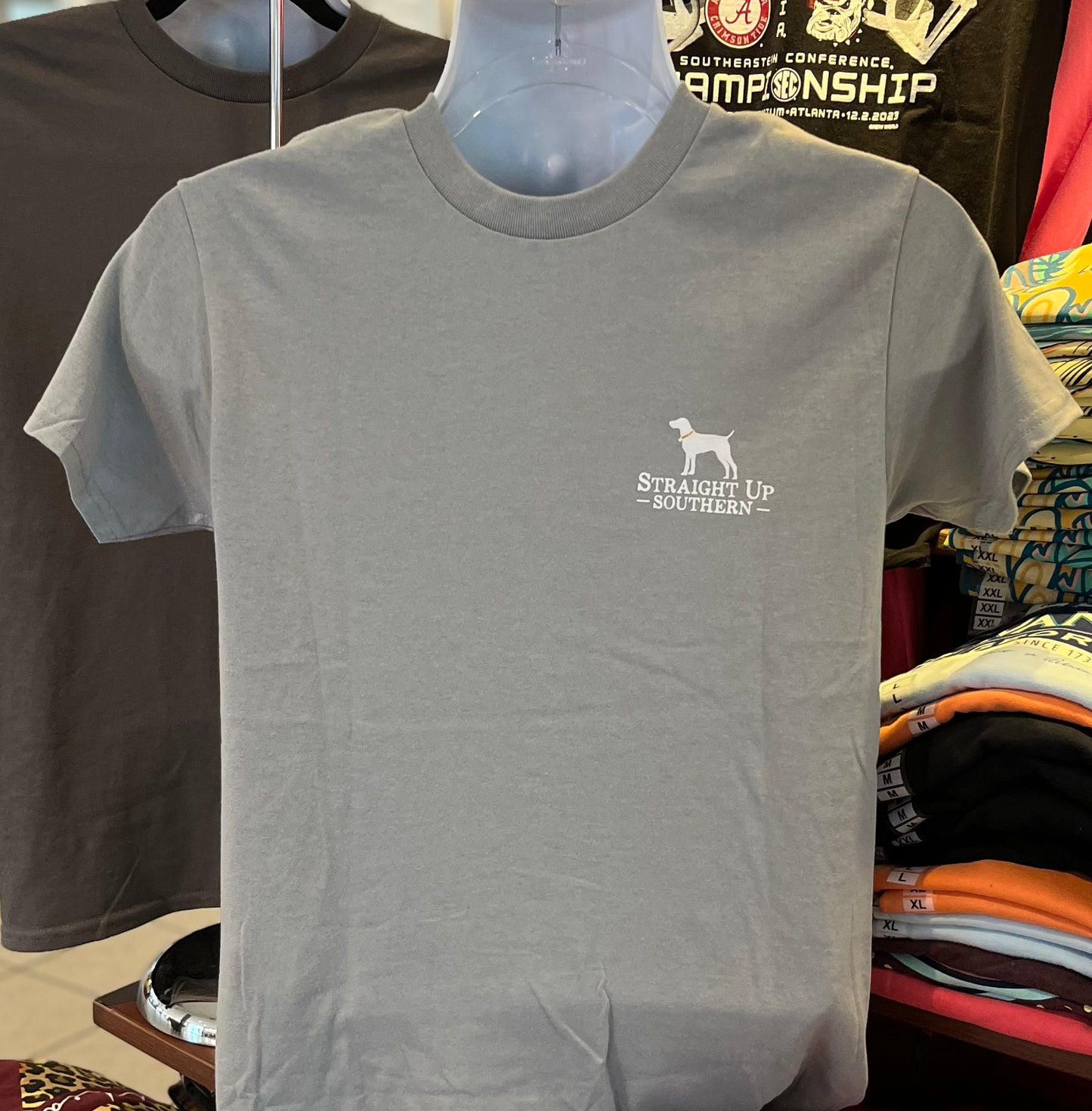 Straight Up Southern T-Shirt - 3 Dogs America (Short Sleeve Gravel)