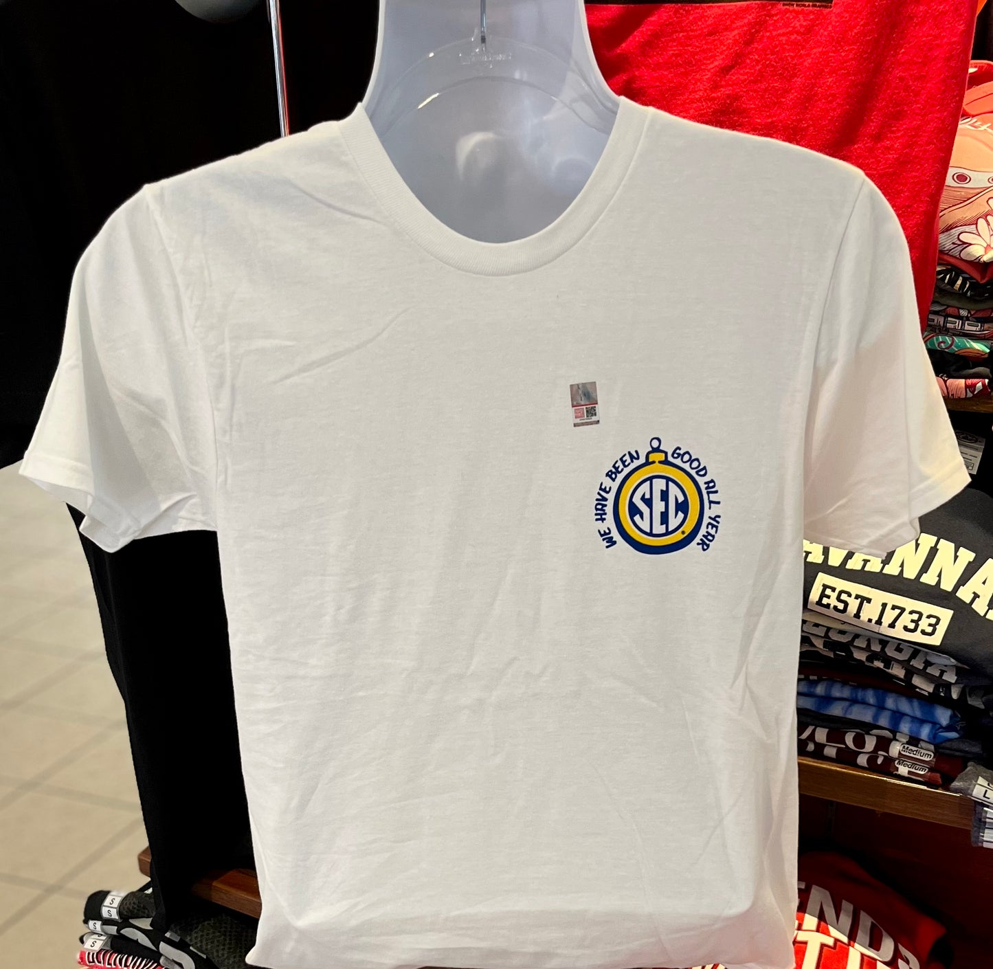 SEC Christmas Tree T-shirt - “We Have Been Good All Year” (Short Sleeve White)
