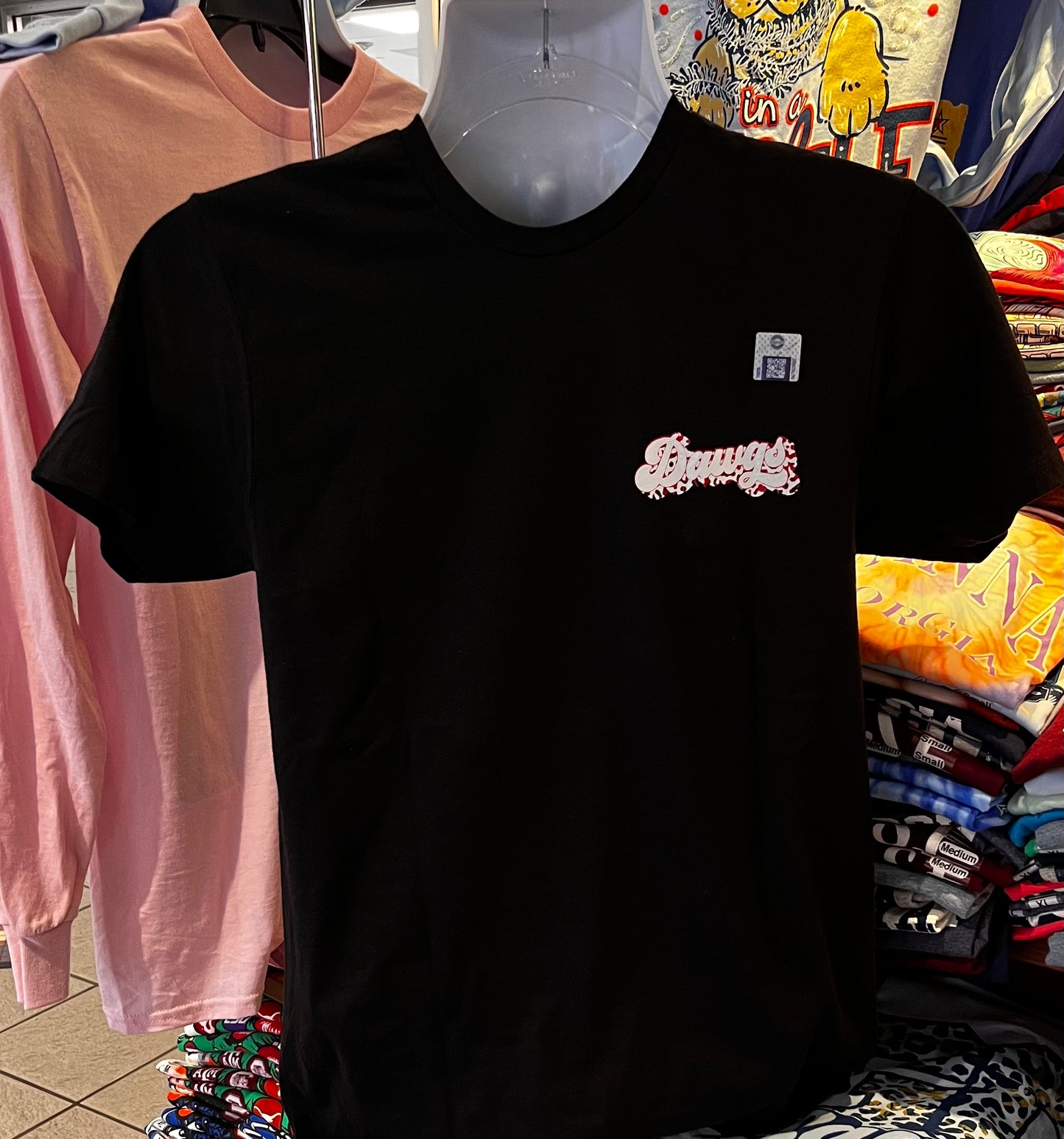 Georgia Bulldogs T-shirt - “Go Dawgs Leopard Print Graphic Tee” (Short Sleeve Black)