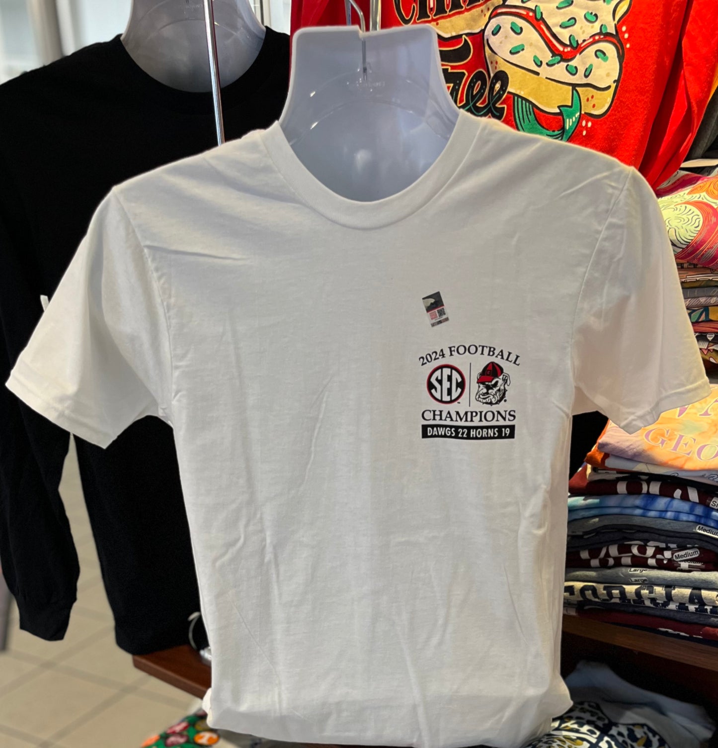 Georgia Bulldogs T-shirt - “ 2024 SEC Champions Watercolor Collage Tee” (Short Sleeve White)