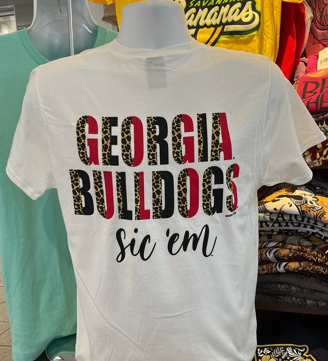 Georgia Bulldogs Leopard - White Short/Long Sleeve Tee