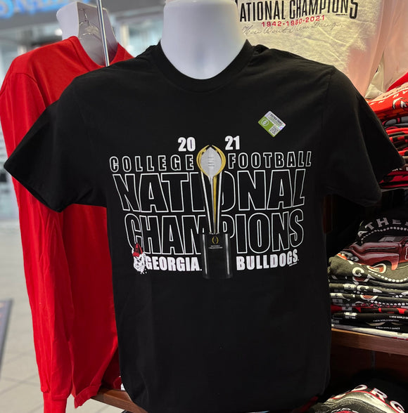 Georgia Bulldogs T-shirt - 2021 National Champion Trophy (Short Sleeve Black)