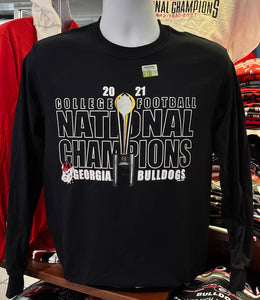 Georgia Bulldogs T-shirt - 2021 National Champion Trophy (Long Sleeve Black)