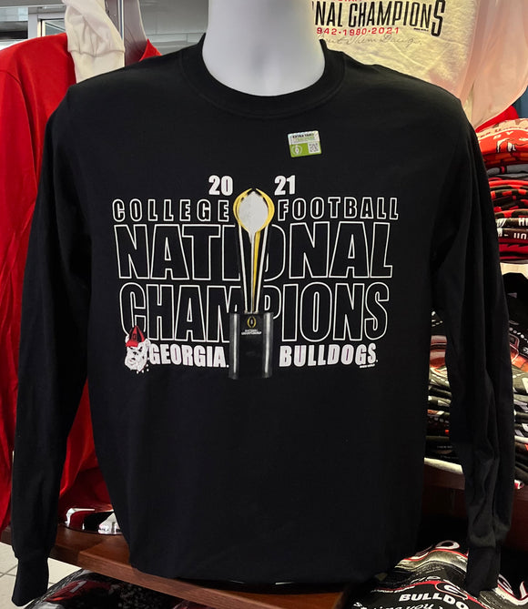 Georgia Bulldogs T-shirt - 2021 National Champion Trophy (Long Sleeve Black)