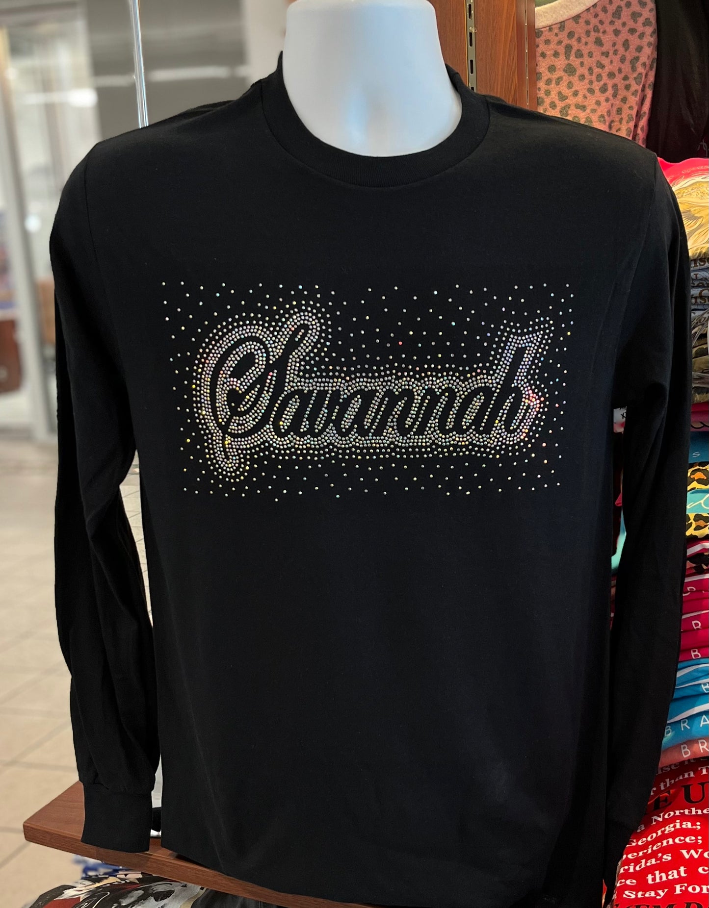 Savannah Sparkles Long Sleeve Tee (Black)
