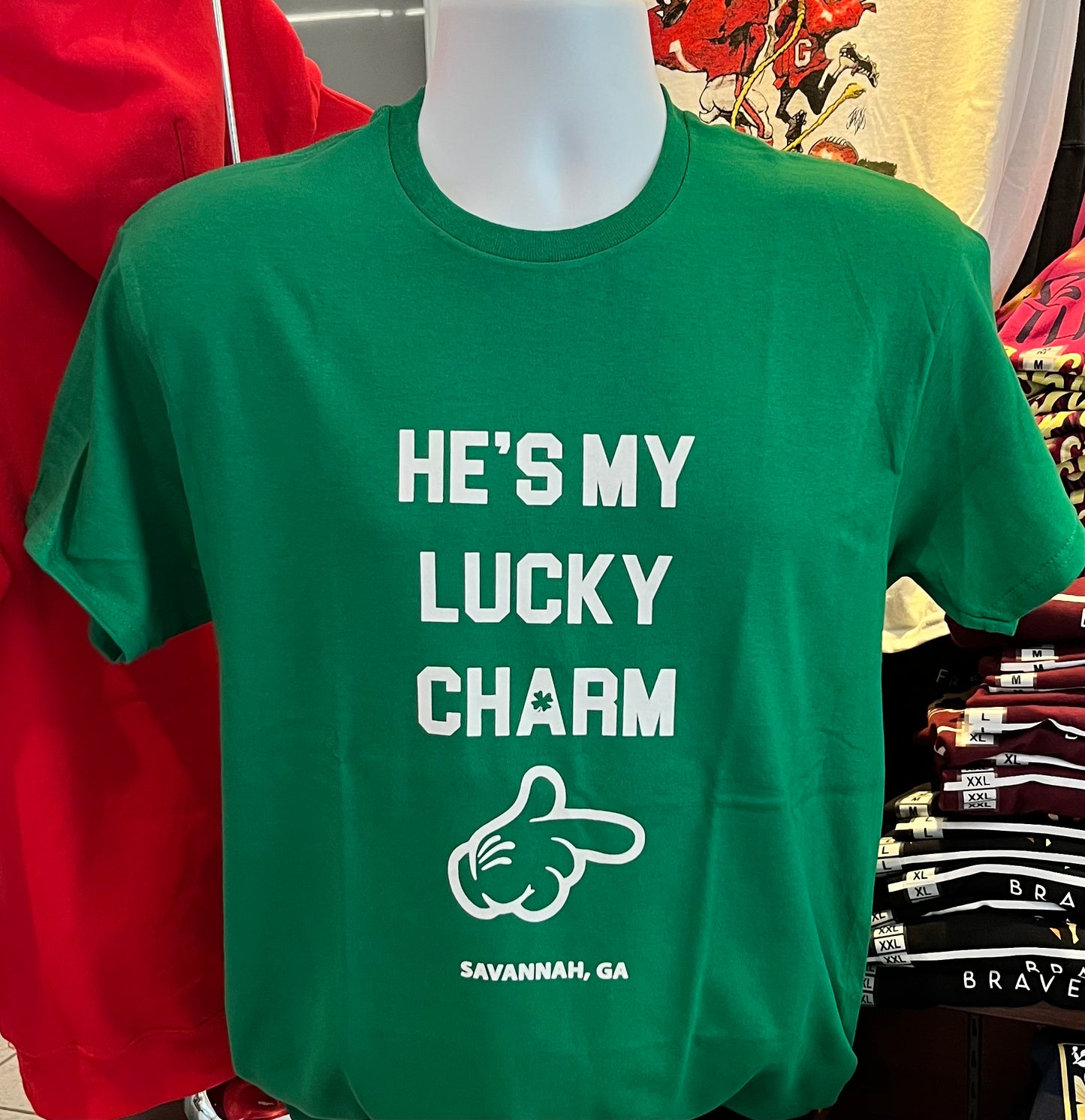 St. Patrick’s Day “He’s my lucky charm” Short Sleeve (Green)