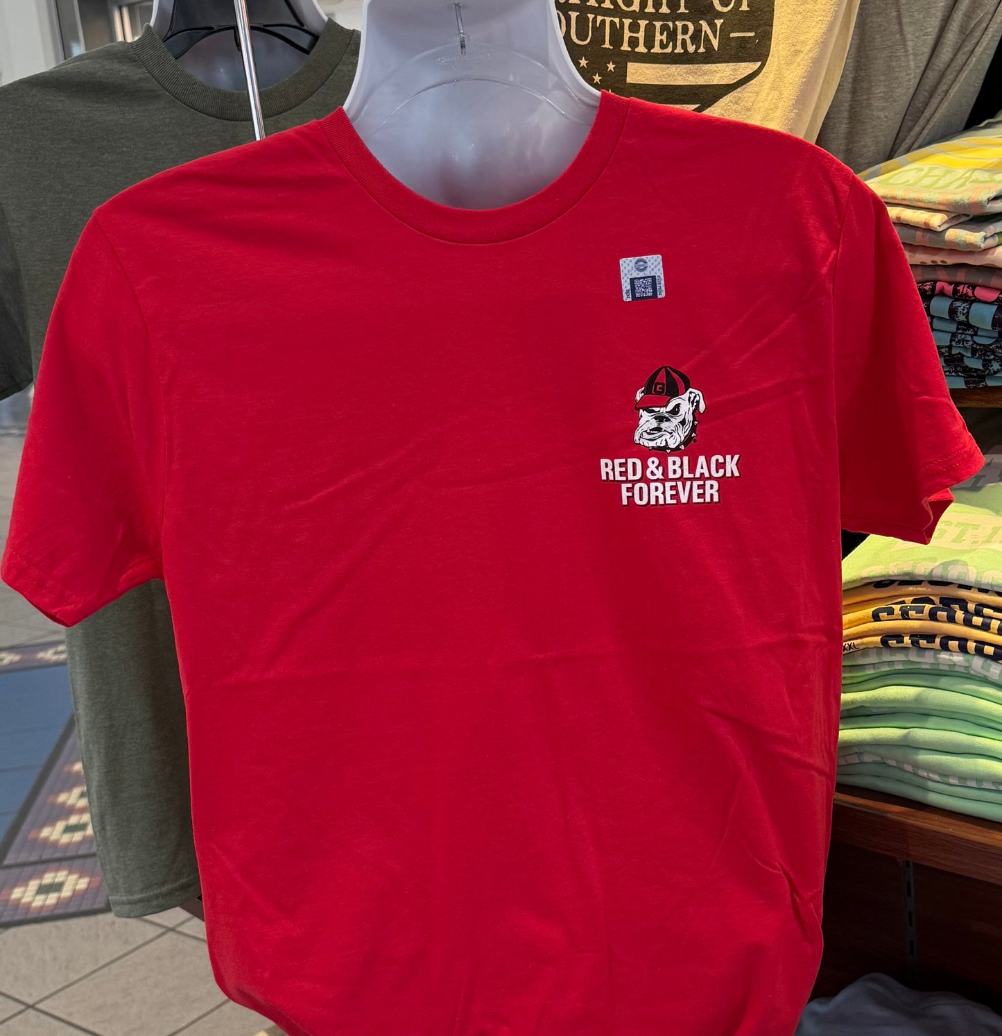 Georgia Bulldogs T-shirt - “Friends Don’t Let Friends Wear Orange Graphic Tee” (Short Sleeve Red)
