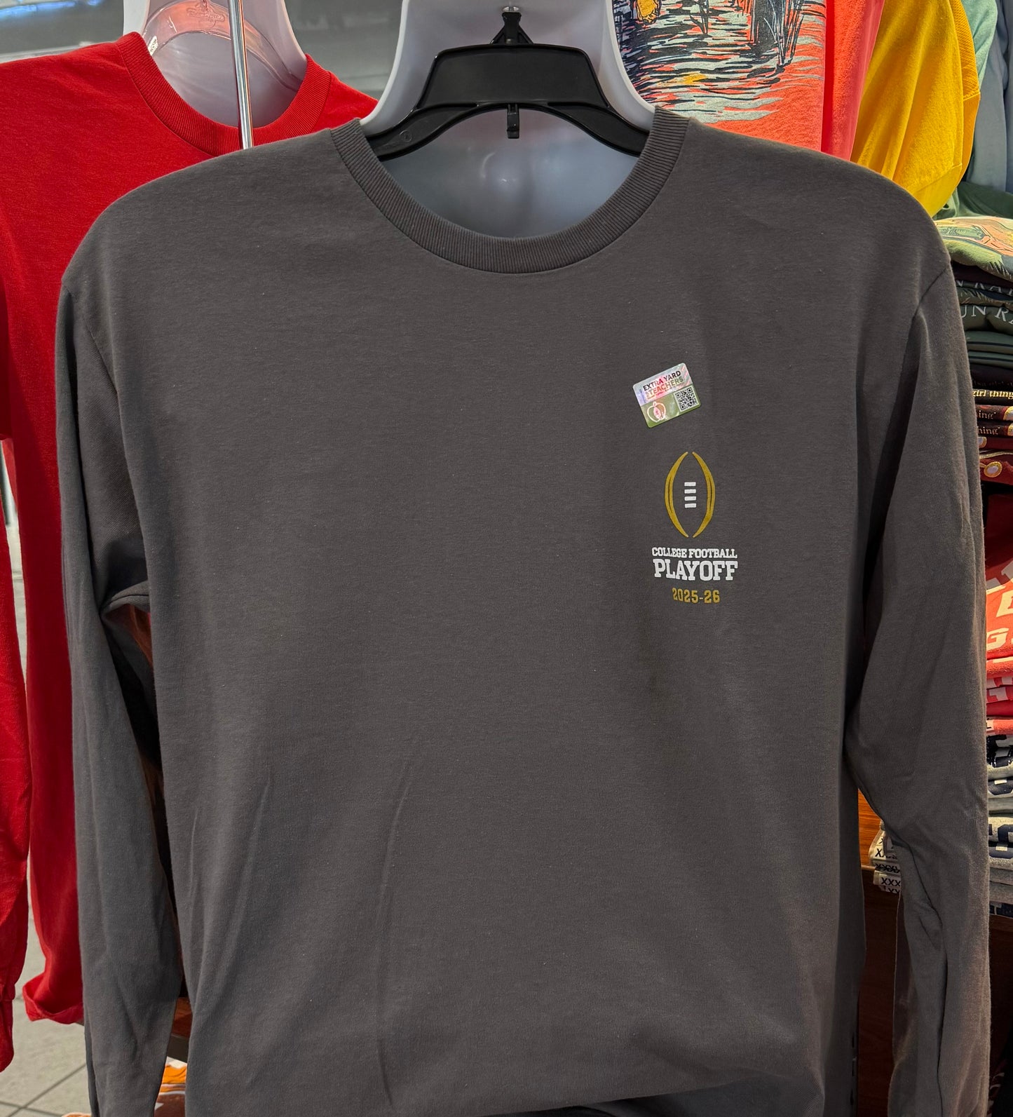 2025 12-Team College Football Playoff Pennant Graphic Tee” (Long Sleeve Charcoal)