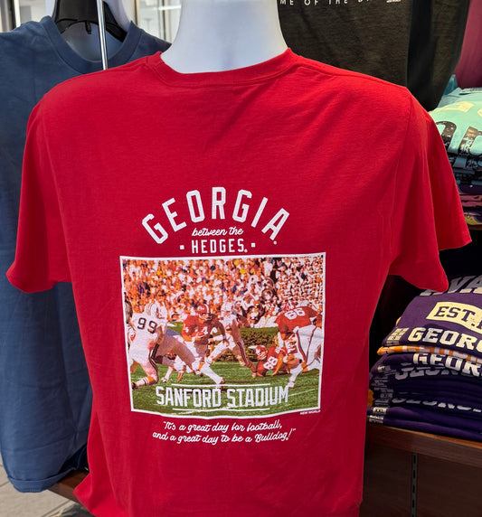 Georgia Bulldogs T-shirt - “It’s a great day for football, and a great day to be a bulldog Graphic Tee” (Short Sleeve Red)