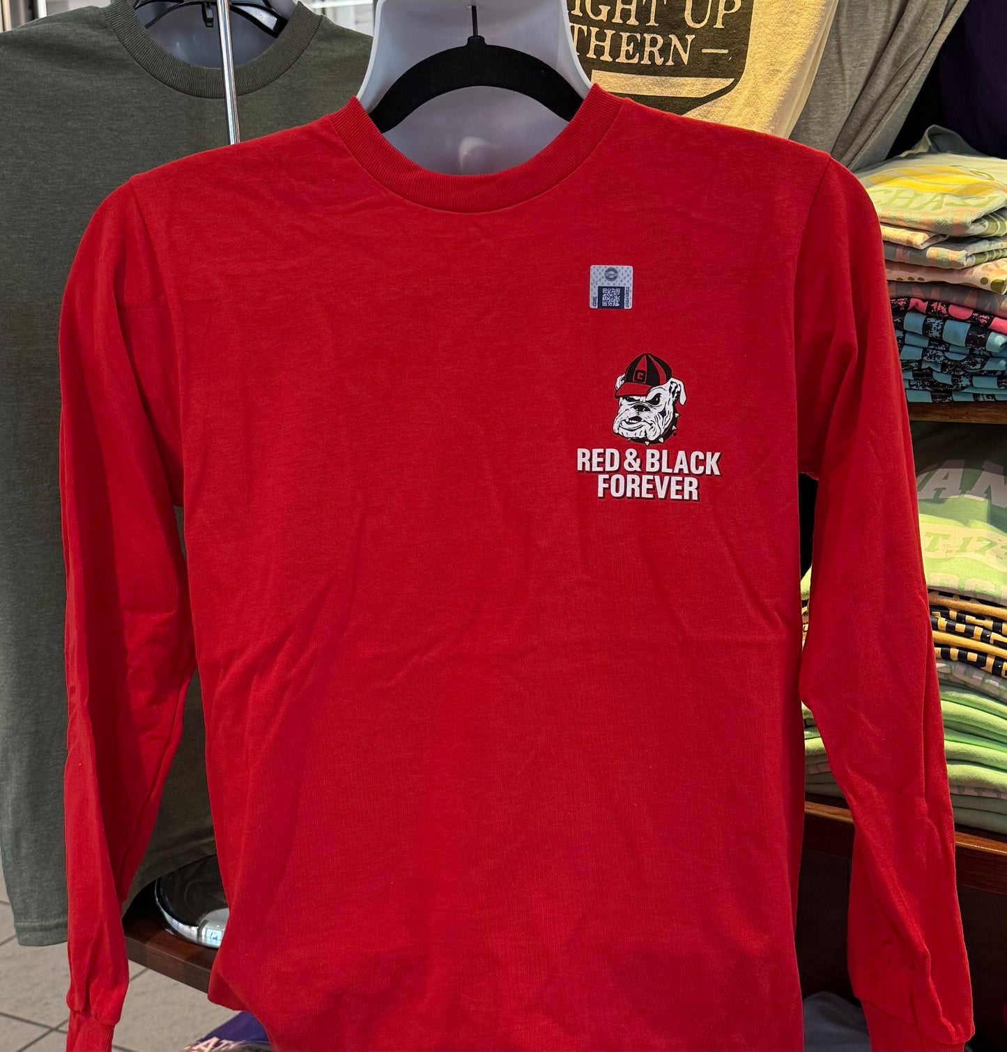 Georgia Bulldogs T-shirt - “Friends Don’t Let Friends Wear Orange Graphic Tee” (Long Sleeve Red)