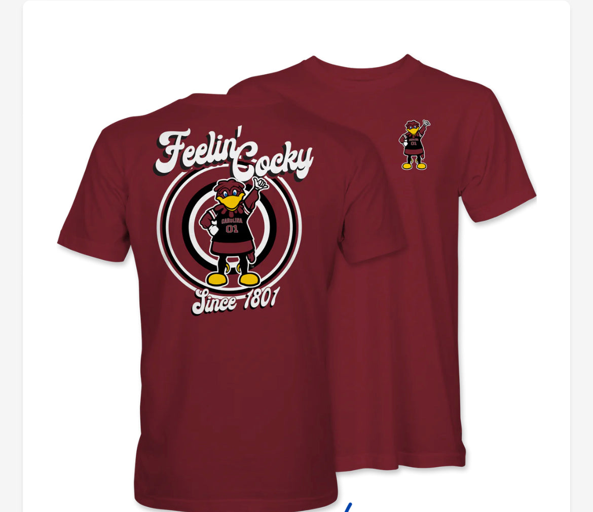 South Carolina Gamecocks “Feelin’ Cocky” Short Sleeve Tee (Garnet)