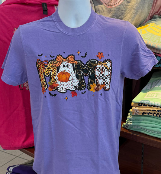 Halloween MAMA Graphic T-shirt (Short Sleeve Comfort Colors Violet)