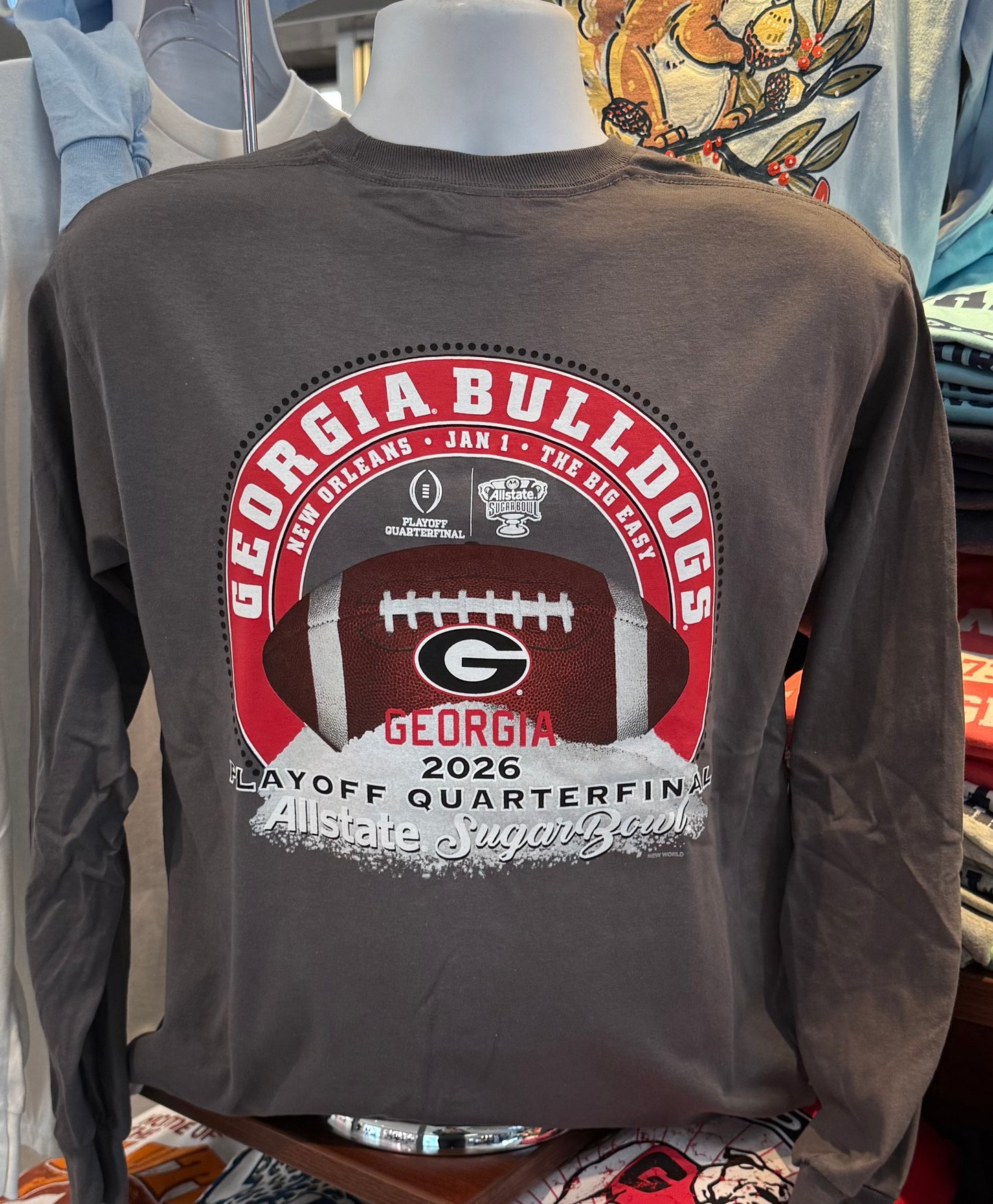 Georgia Bulldogs 2026 Sugar Bowl Graphic Tee (Long Sleeve Charcoal)