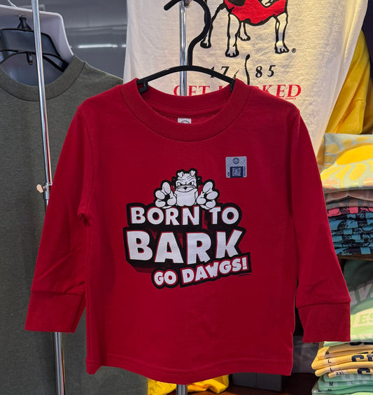 Georgia Bulldogs Infant/Toddler "Born to Bark - Go Dawgs" (Long Sleeve Red)