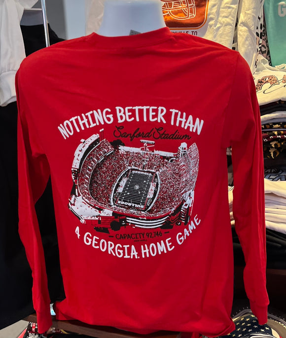 Georgia Bulldogs T-shirt - “Nothing Better Than a Georgia Home Game”  (Long Sleeve Red)
