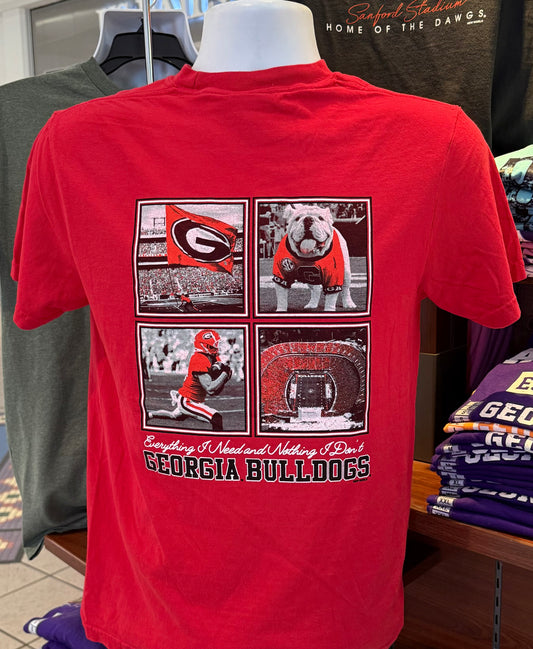 Georgia Bulldogs T-shirt - “Everything I Need and Nothing I Don’t Graphic Tee” (Comfort Colors Short Sleeve Red)