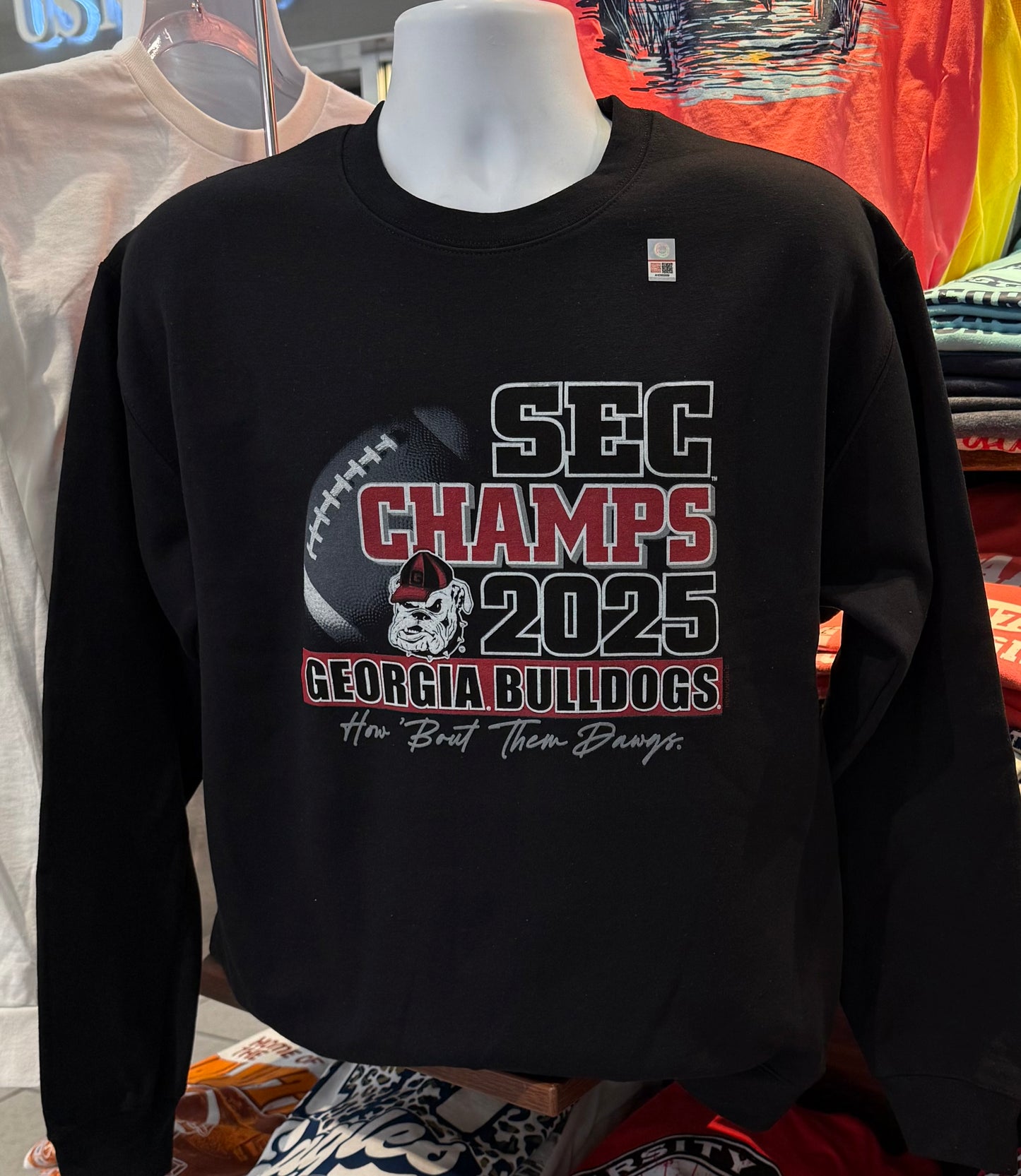 2025 Georgia Bulldogs SEC Champions Crew Sweatshirt (Black Crew)