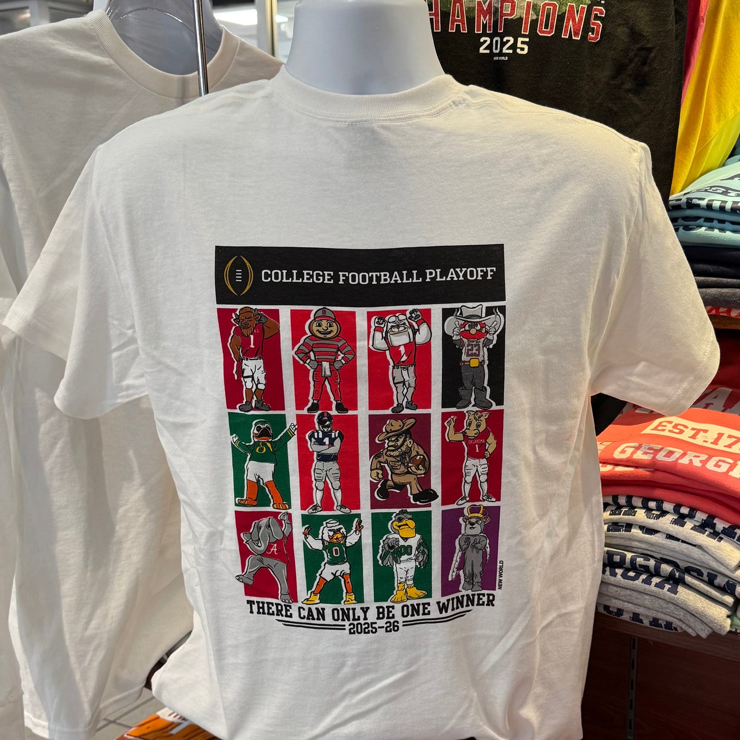 2025 12-Team College Football Playoff Mascots Graphic Tee (Short Sleeve White)