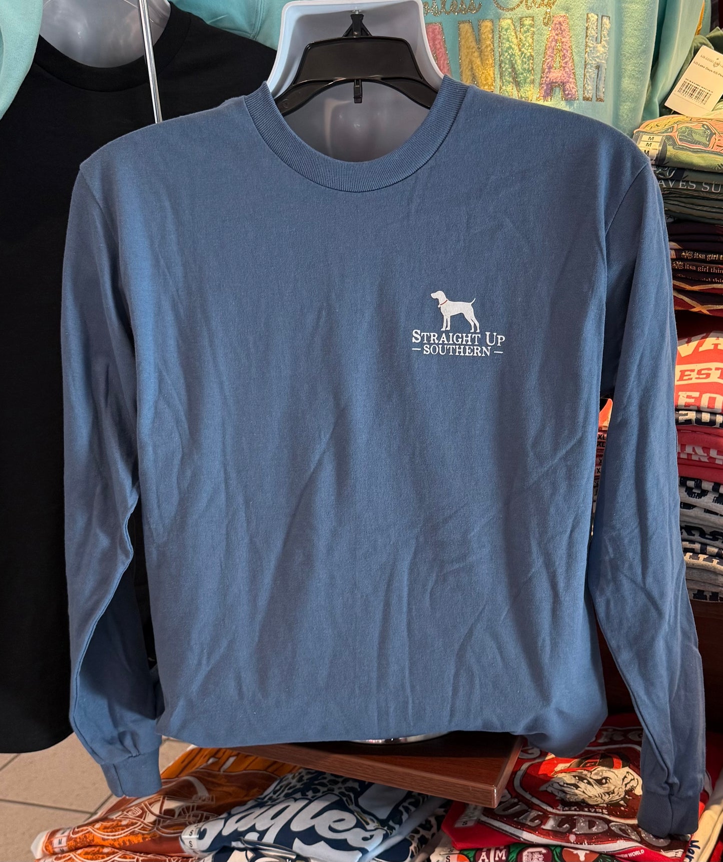 Straight Up Southern T-Shirt - “Duck Camo Among the Reeds” (Long Sleeve Indigo)