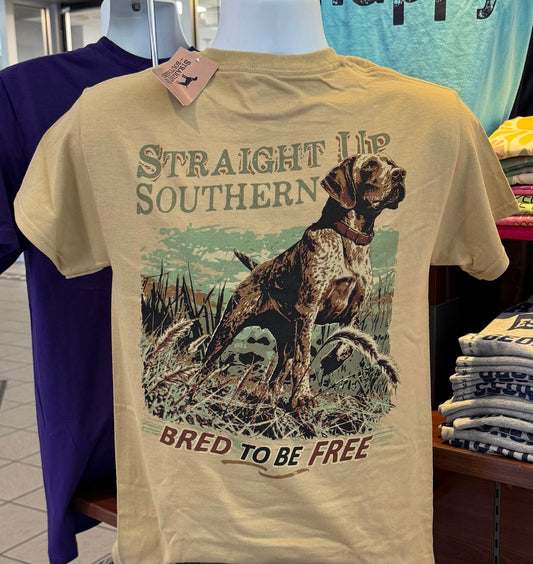 Straight Up Southern T-Shirt - Bred To Be Free (Short Sleeve Tan)