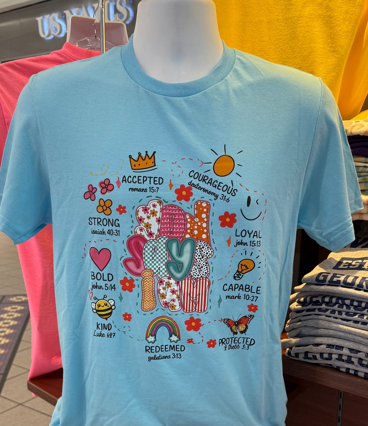 God Says I Am Graphic T-shirt (Short Sleeve Sky)