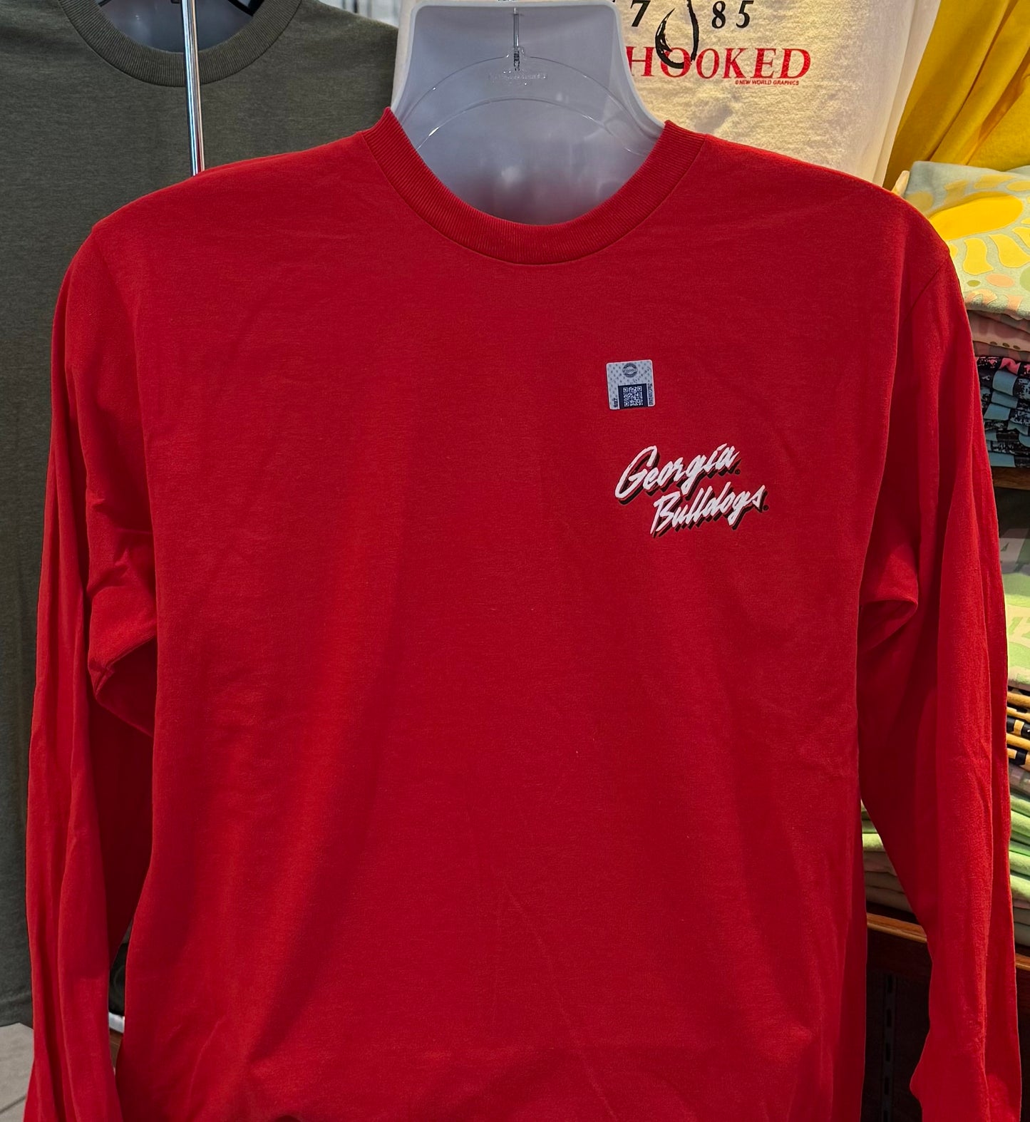 Georgia Bulldogs T-shirt - “Bulldog Sketch Graphic Tee” (Long Sleeve Red)