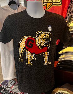 Georgia Bulldogs T-shirt - “Glitter Dawg” (Black Leopard)