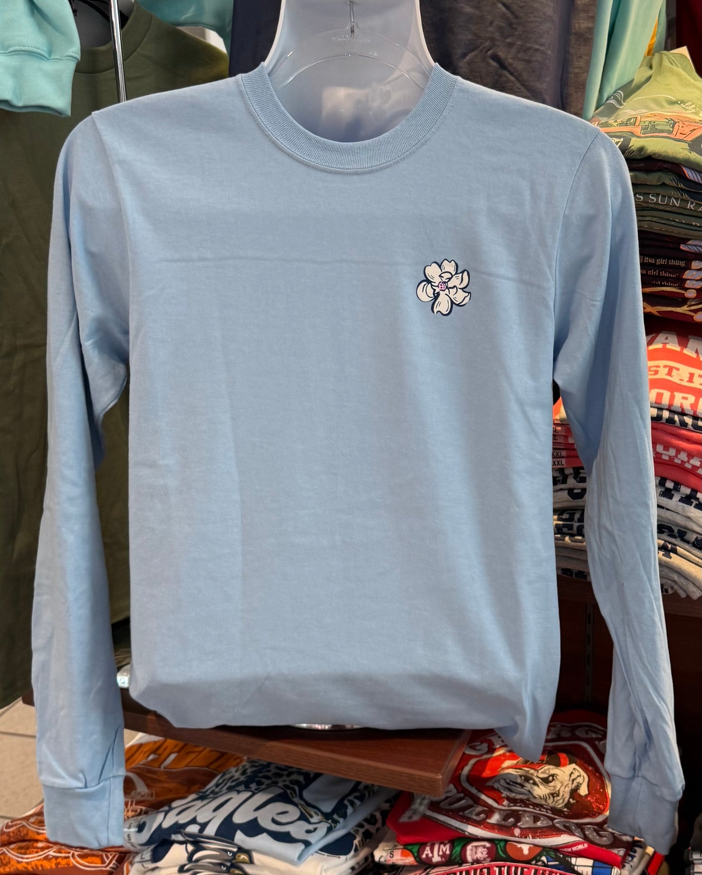 It’s A Girl Thing T-Shirt - “Nuttier Than A Fruitcake Squirrel Holiday Tee” (Long Sleeve Light Blue)