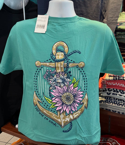 Lily Grace T-Shirt - “Refuse to Sink Anchor” (Short Sleeve Seafoam)